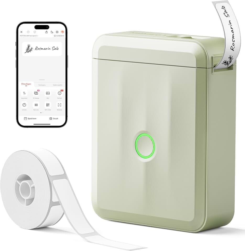 NIIMBOT Namensaufkleber Etikettendrucker, D110 Bluetooth Etikettiergerät