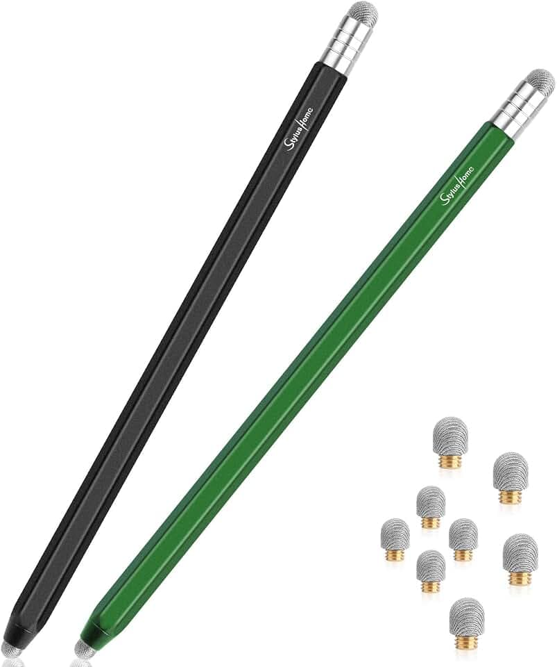 STYLUSHOME Stylus Pens for Touch Screens (2 Pcs), 2 in 1 Fiber Tips Pen