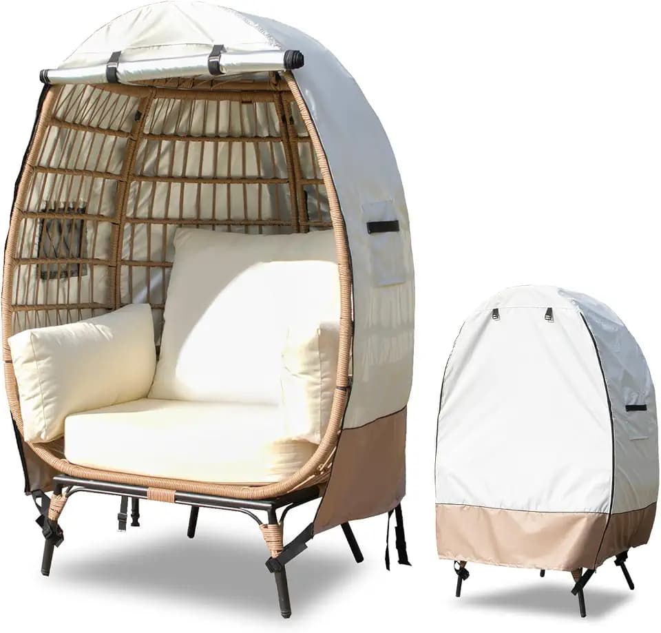 okcool Egg Chair Cover with Zipper, Beige & Brown