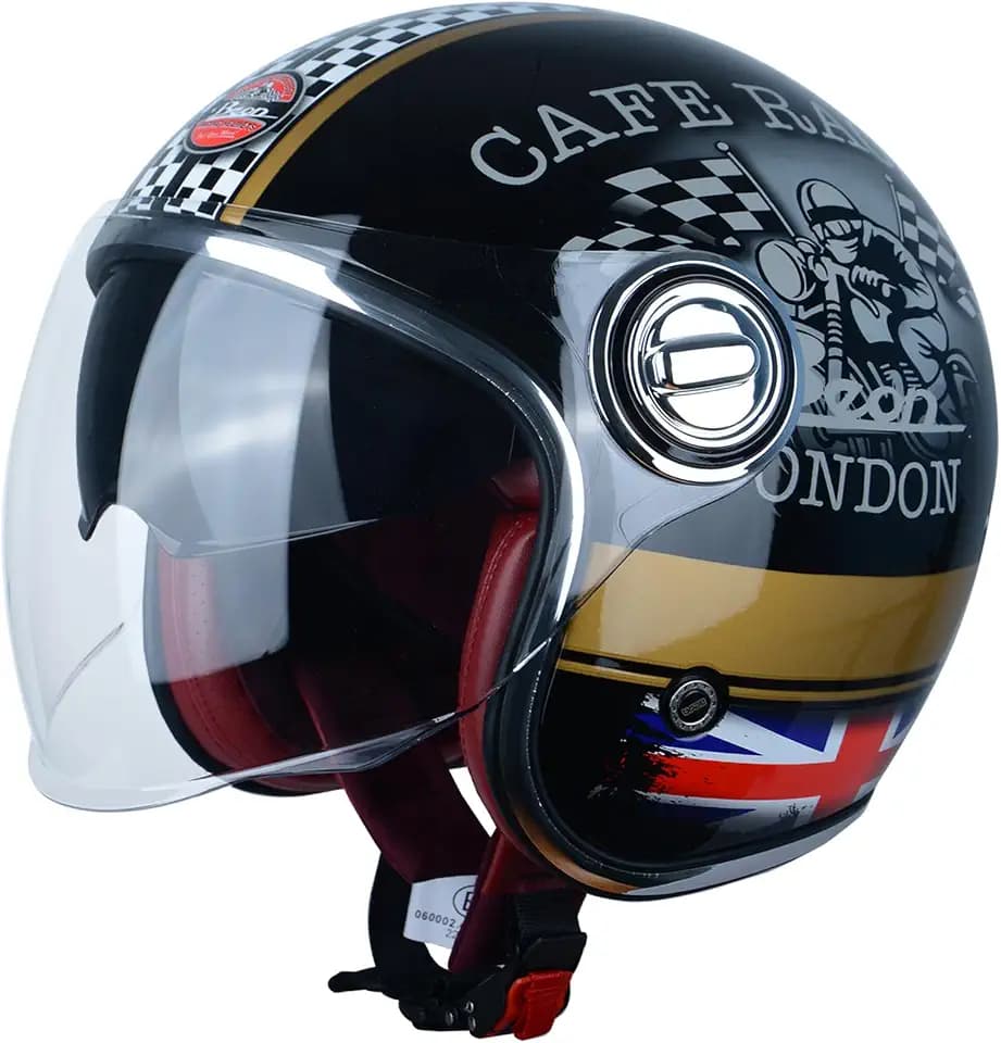 Open Face Motorcycle Helmet for Adults, DOT Approved,Moped 3/4 Half Vespa Vintage Helmet with Dual Visors for Men and Women