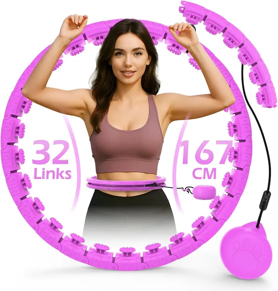 JLoibao Smart Hoop Reifen Erwachsene Zum Abnehmen, 32-Stufiger Infinity Hula-Hoop (76-167cm) Mit Gewich Kugel, Einstellbar Fitness Leise Abnehmen Ausrüstung, für Anfänger und Kinder