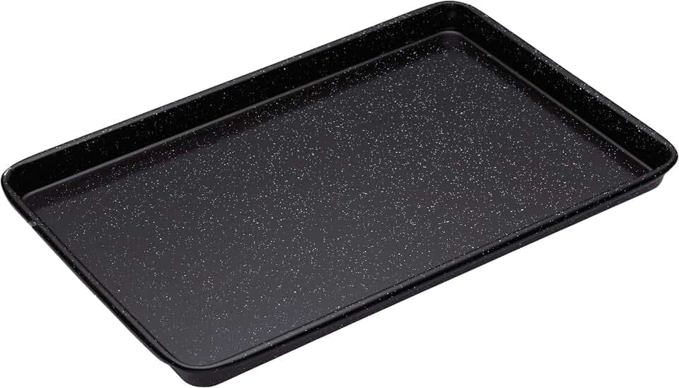 MasterClass Großes Backblech, kratzfestes Emaille und induktionsgeeignet, 1 mm dicker Stahl, 39 x 27 cm, Schwarz