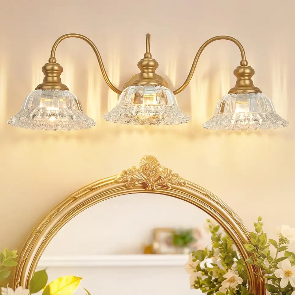 3 Lights Gold Vintage Bathroom Vanity Light Fixture