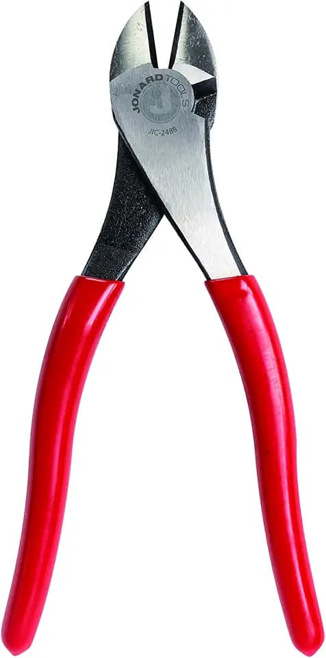 jonard Tools jic-2488 abgewinkelter Kopf Hohe Hebelwirkung Seitenschneider mit Rot Kunststoff Griff, 8–5/20,3 cm Länge