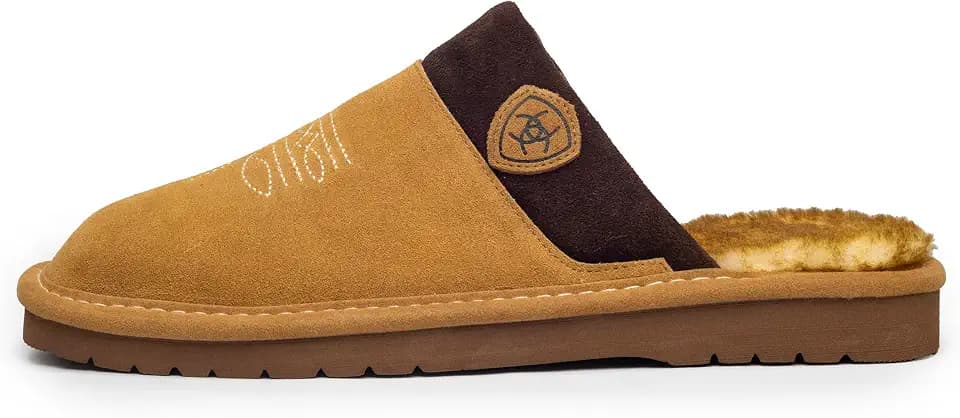 ARIAT Silversmith Men's Suede Slippers, Square Toe Slip-On