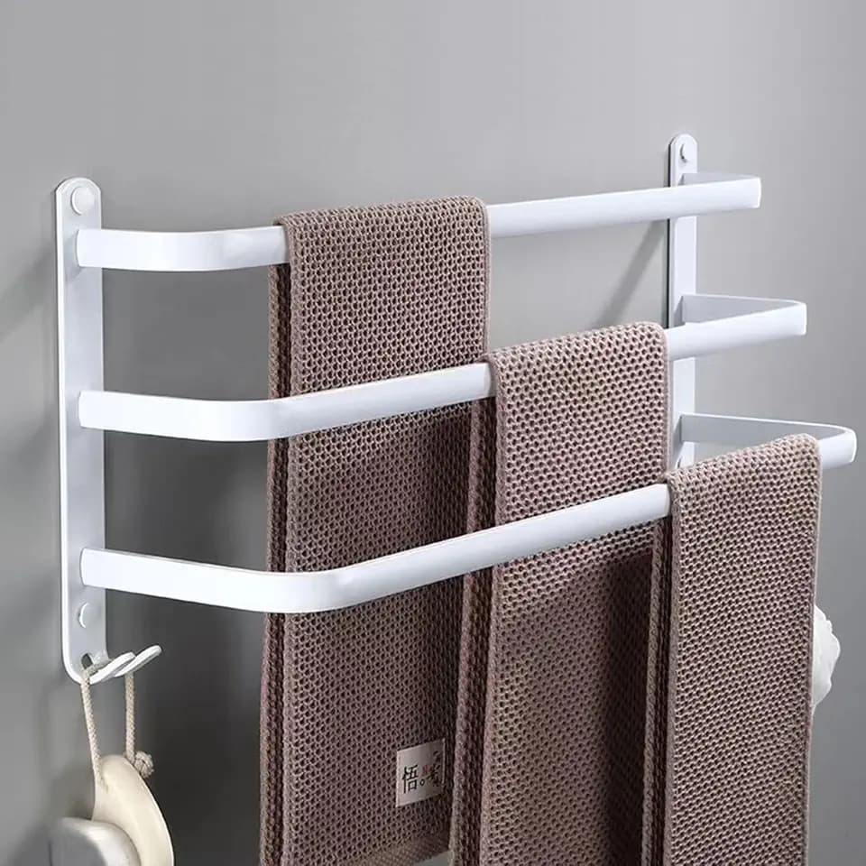 80CM Handtuchhalter Ohne Bohren, Handtuchhalter weiß, Handtuchhalter Bad, Handtuchhalter Wand Badezimmer Zubehör Set, Küche Handtuchstange Ohne Bohren