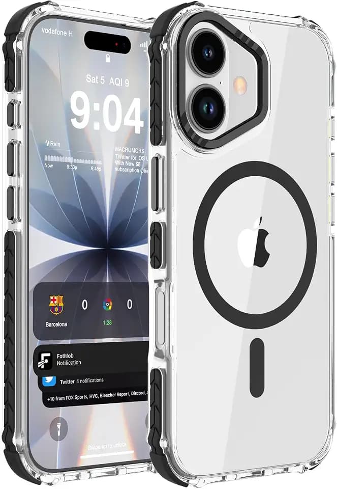 DEERLAMN Strong Magnetic Case for iPhone 16 6.1-Inch, Clear Black