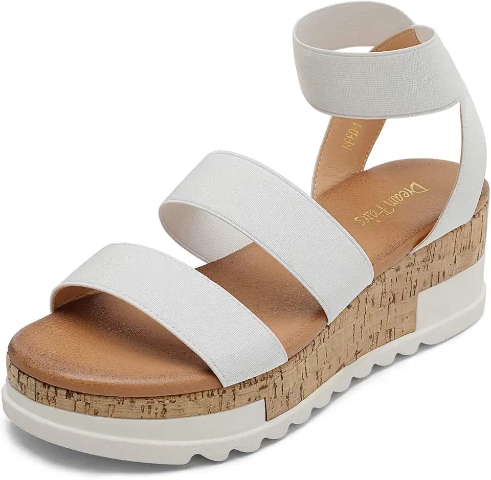 DREAM PAIRS Women's Open Toe Elastic Platform Wedge Sandals