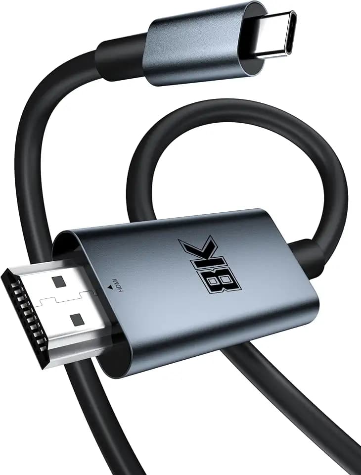 USB C auf HDMI 2.1 Kabel 2M 8K@60Hz [4K@120Hz 144Hz], Type C to HDMI High Speed Cable HDR HDCP 2.3 Thunderbolt 4/3 zu HDMI Kabel Kompatibel mit iPhone 15/MacBook/Air,iPad,Galaxy S23,Monitor