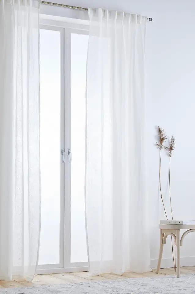 Jotex Ellen Multifunktionsgardine - hochwertige halbtransparente Leinen Gardinen für das Wohnzimmer (2er Set) - Weiß, 250 cm