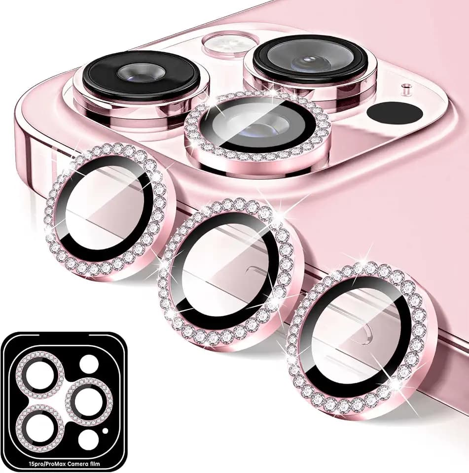 Kucheed Kameraschutz Kompatibel für iPhone 17 Pro/17 Pro Max, Bling Diamant Kameraabdeckung aus Gehärtetem Glas, Automatische Ausrichtungsmetallringe, Glitzer Kamera Objektiv Schutz Aufkleber
