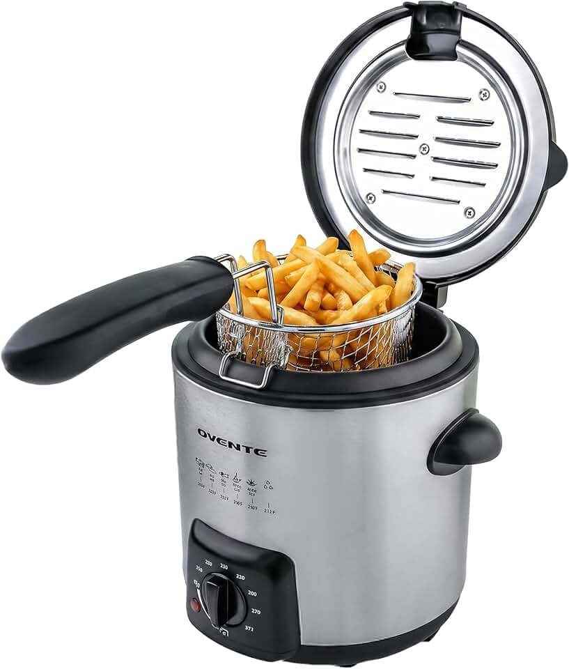 OVENTE Electric Deep Fryer, 0.9L Capacity, 840W, Silver FDM1091BR