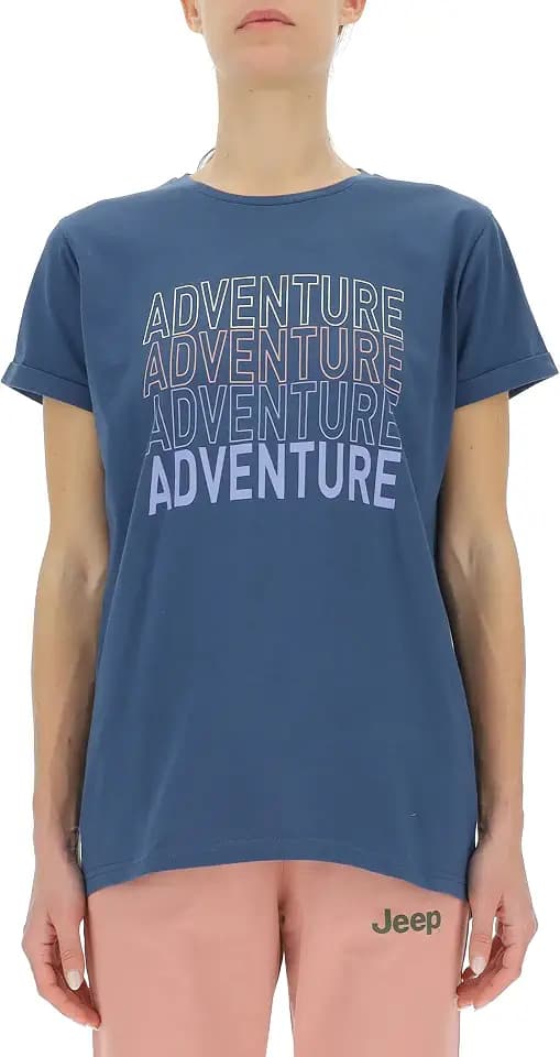 Jeep Damen J Damen Oversize T-Shirt Adventure - Großer Aufdruck - Ärmel Hochgekrempelt J23s T-Shirt