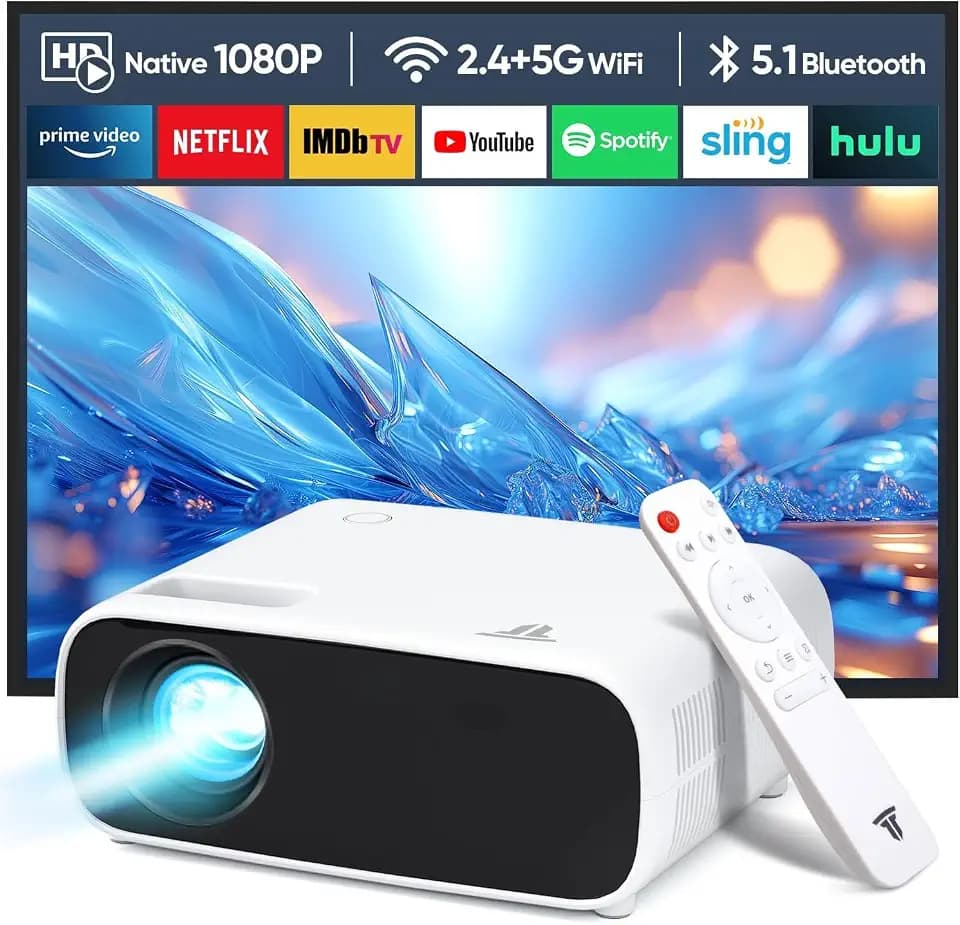 2025 Neues Hochleistungsbeamer, unterstützt Switch und PS5 ohne Verzögerung, Beamer mit WiFi und Bluetooth, 20000 Lumen 4K-Unterstützung, Full HD 1080P Auflösung, （Hochhelligkeitsversion）