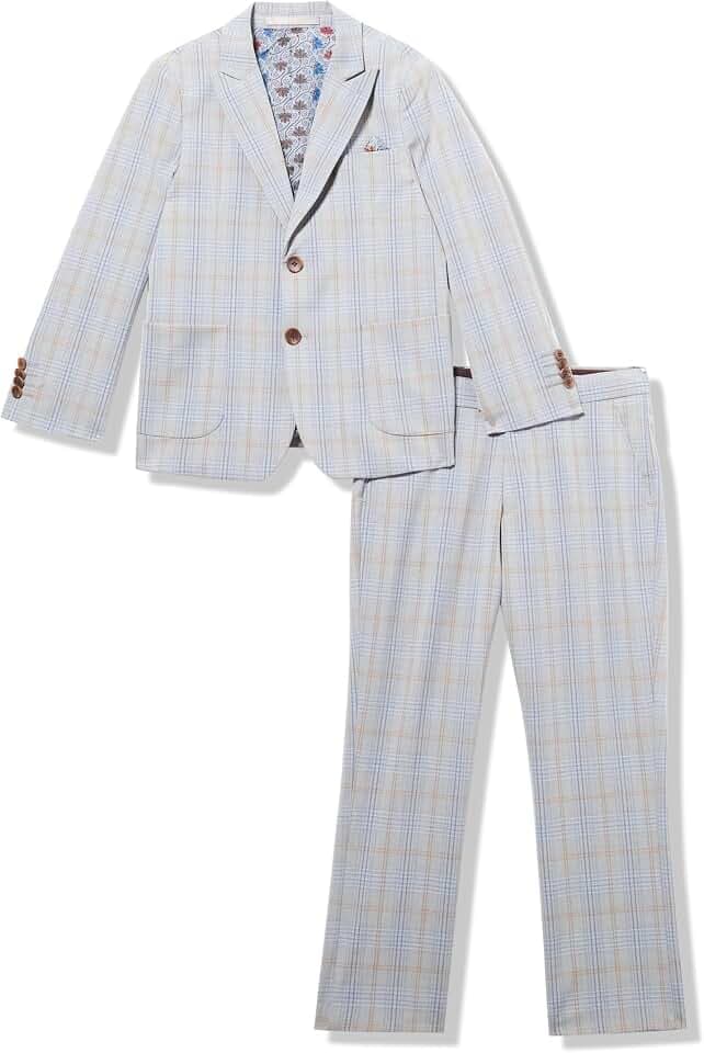 Isaac Mizrahi Boys' Isaac Mizrahi Boys' Slim-fit Plaid 2 Piece Suit- Husky Sizes