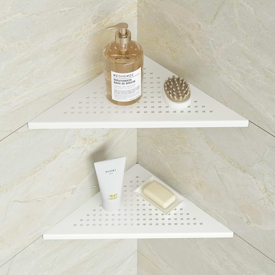 Neodrain Duschablage Eckregal Edelstahl 304 Duschregal Weiße Duschkorb für Badezimmer, Küche, 2 Stück