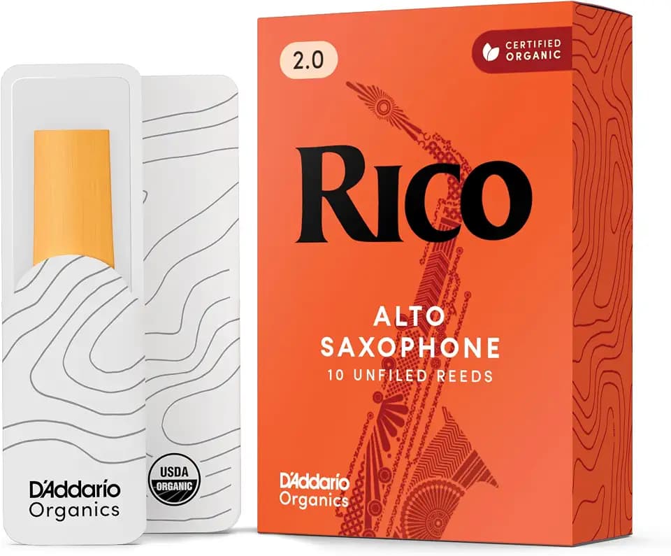 Rico Organic Alto Saxophone Reeds, Strength 2.0, 10 Pack