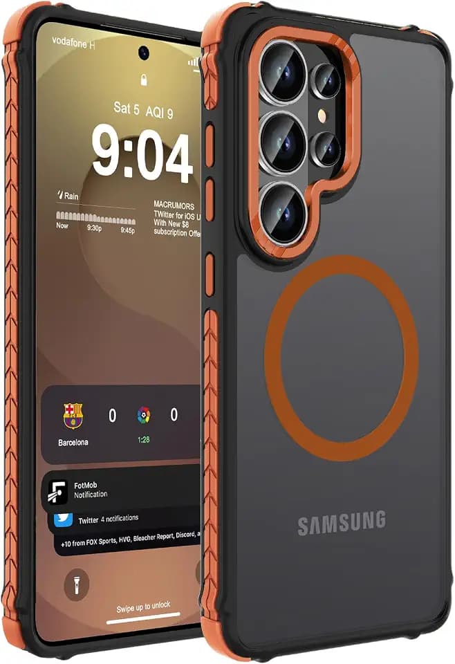 DEERLAMN Strong Magnetic Case for Samsung Galaxy S26 Ultra, Matte Orange