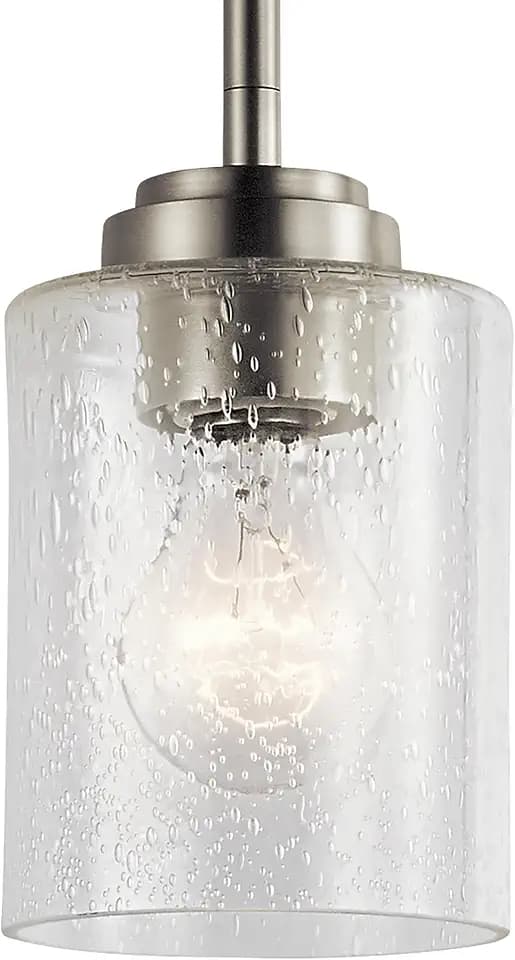 Kichler Winslow Mini Pendant Light, Seeded Glass, Brushed Nickel