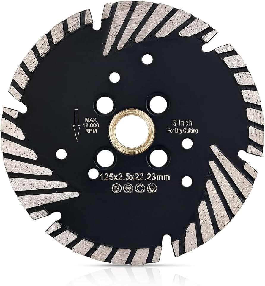 Turbo Diamant-Trennscheibe Beton 125mm x 22,23 mm,Universal Trennscheibe 125mm für zum Schneiden Schleifen Granit Marmor Beton Fliesen