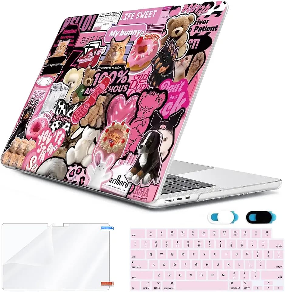 for 2026 2025 2024-2022 MacBook Air 13 inch Case M5 A3449 M4 A3240 M3 A3113 M2 A2681 with Touch ID& 13.6" Liquid Retina Display, Hard Shell&Keyboard Cover&Screen Film&Webcam Cover, Puzzle