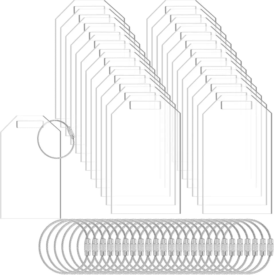 Mifoci 25 Pack Clear Acrylic Luggage Tags 3.35 x 1.97 x 0.11 Waterproof