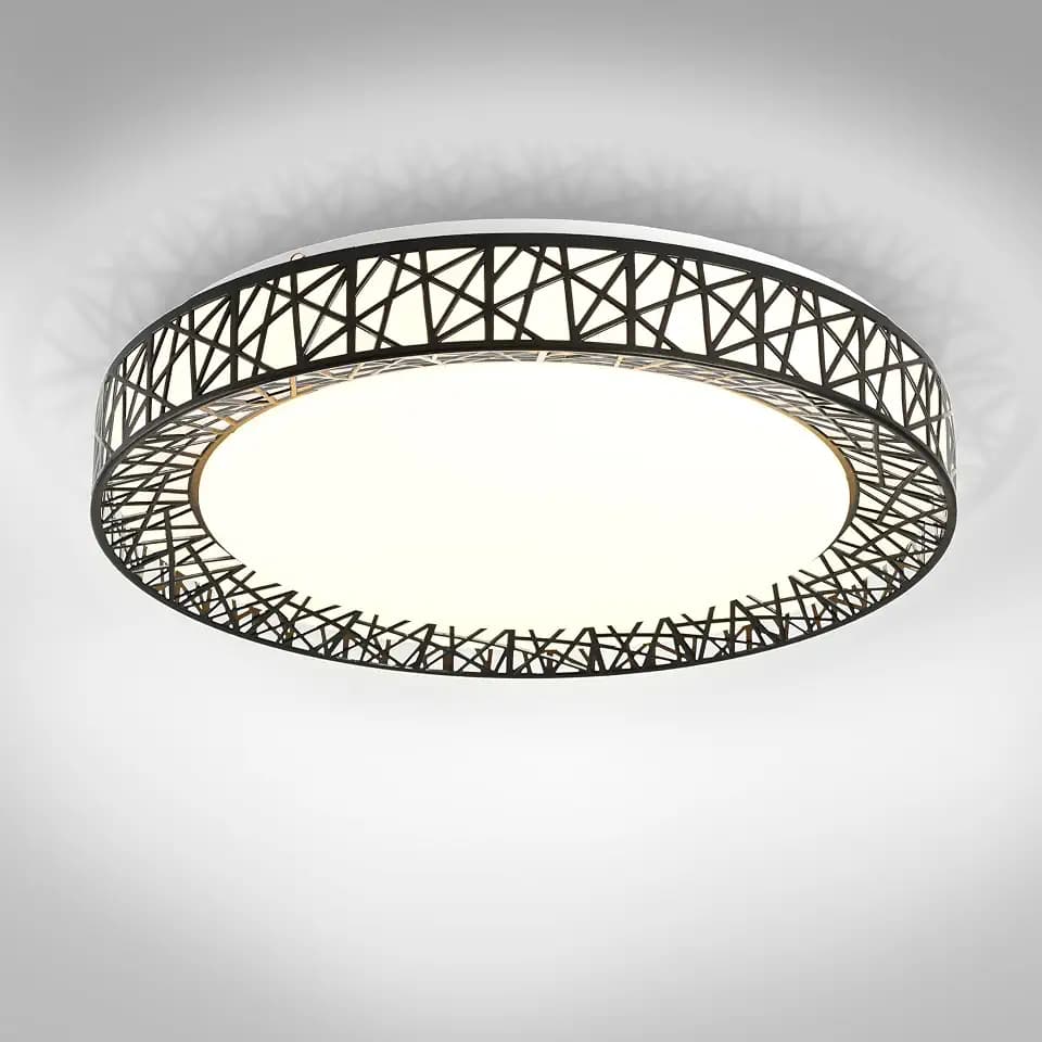 ASD 20 Inch LED Flush Mount Ceiling Light Fixture for Bedroom, 42W 2475LM 5CCT 2700K-5000K, Triac Dimmable Lights, Dining, Living Room, Kitchen Lamps, Modern Home Lighting Fixtures, Black, ETL
