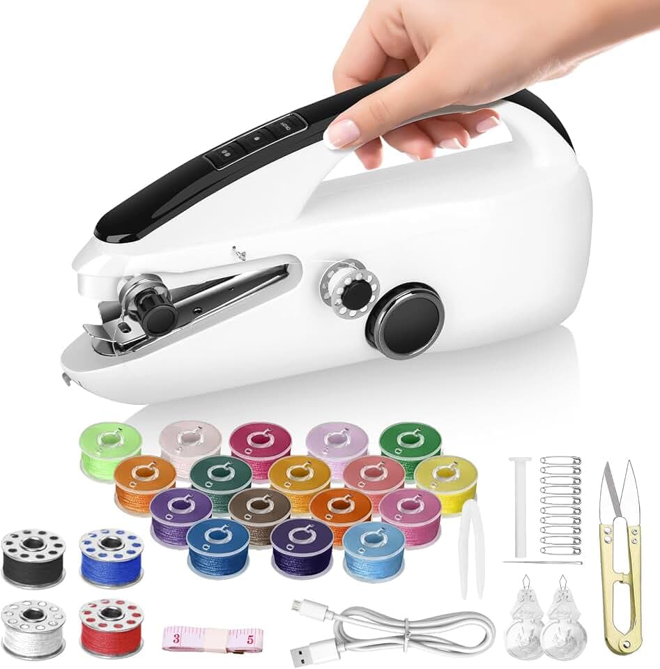 Tragbare Mini-Nähmaschine für Anfänger – handliche Nähmaschine mit zwei Geschwindigkeits- und Leistungsstufen, Schnellstich-Funktion für Heim-, Reise- und DIY-Reparaturen, einfach zu bedienen