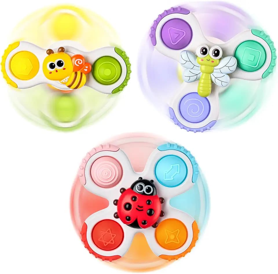 lerrbo 3PCS Saugnapf Spinner Sensorik Spielzeug 12M+