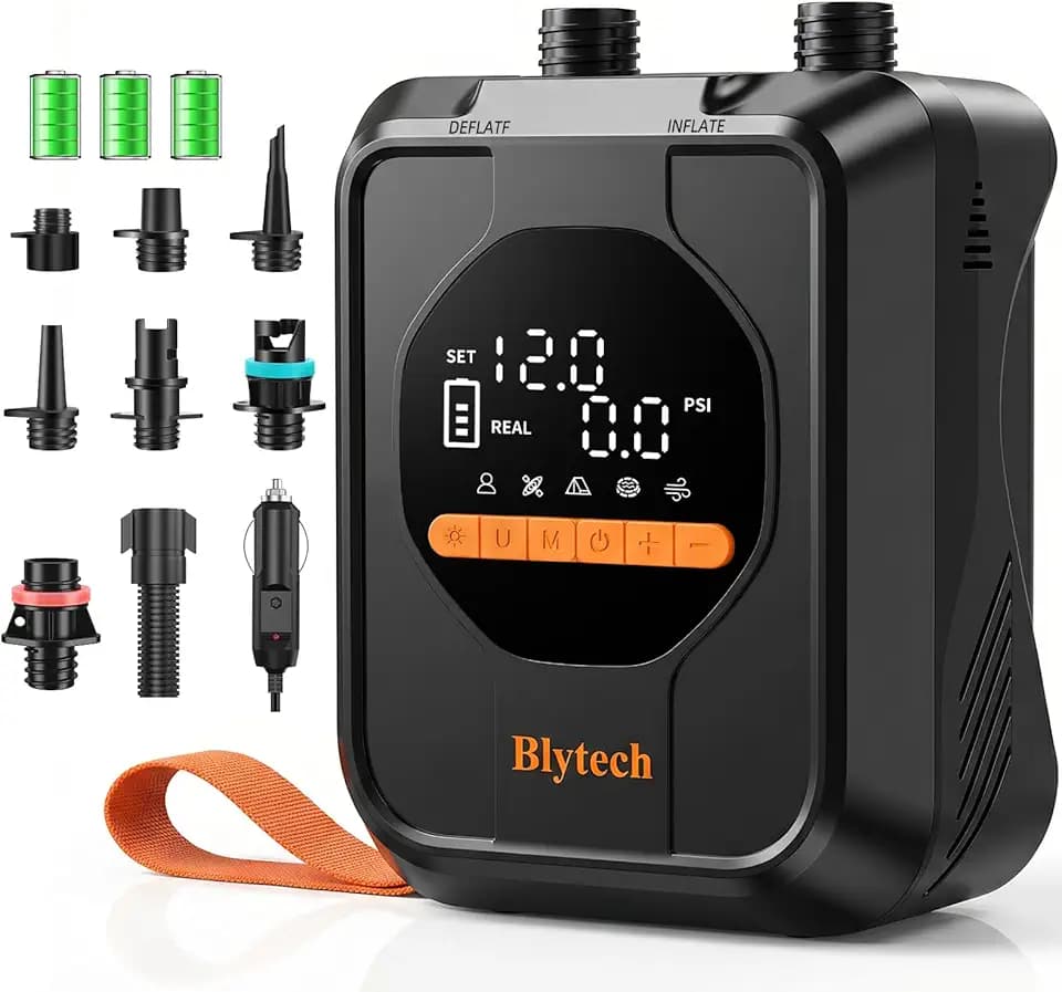 Electric Paddle Board Pump, Portable 20PSI SUP Air Pump with 13,500mAh Rechargeable Battery, Fast Inflation/Deflation, 7 Nozzles for Kayaks, Boats, Tents, and Inflatables