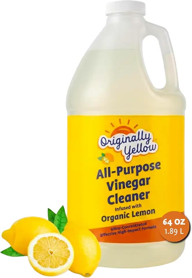 Originally Yellow Lemon Vinegar For Cleaning Purpose | USA Made All Purpose Cleaner | Use as a Floor, Glass, Kitchen, & Bathroom Cleaner | Plant Derived Vinegar Half Gallon | 64 Oz