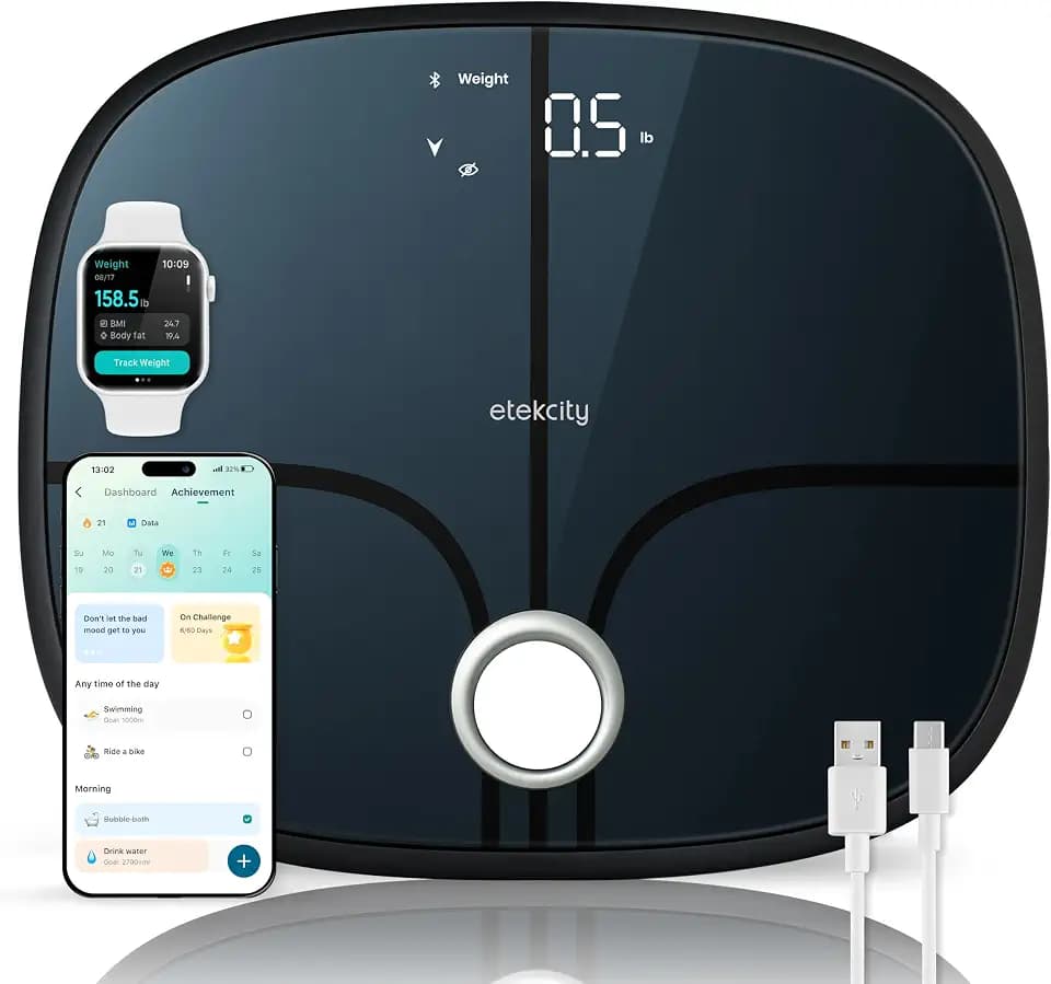 Etekcity Rechargeable Smart Scale for Body Weight, FSA Eligible, Black