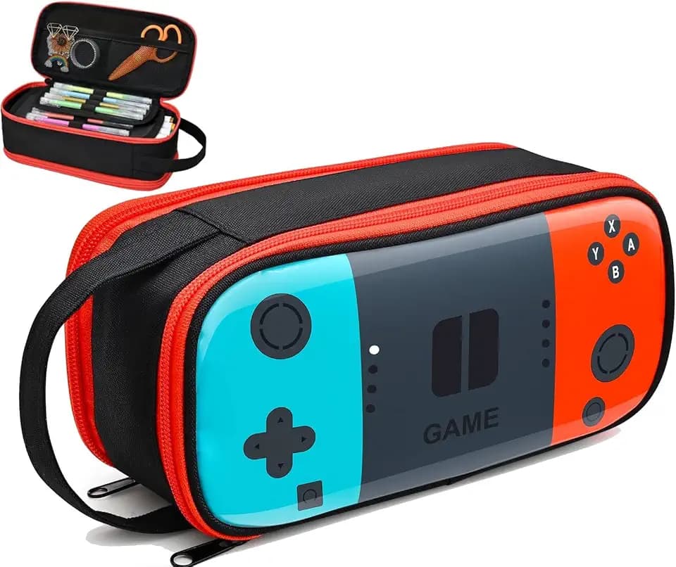 Beaulyn Federmäppchen Jungen Mädchen 1. Klasse bis 5. Klasse,Großes mäppchen mit Reißverschluss, Wasserabweisend federtasche (Orange & Blue Plus)