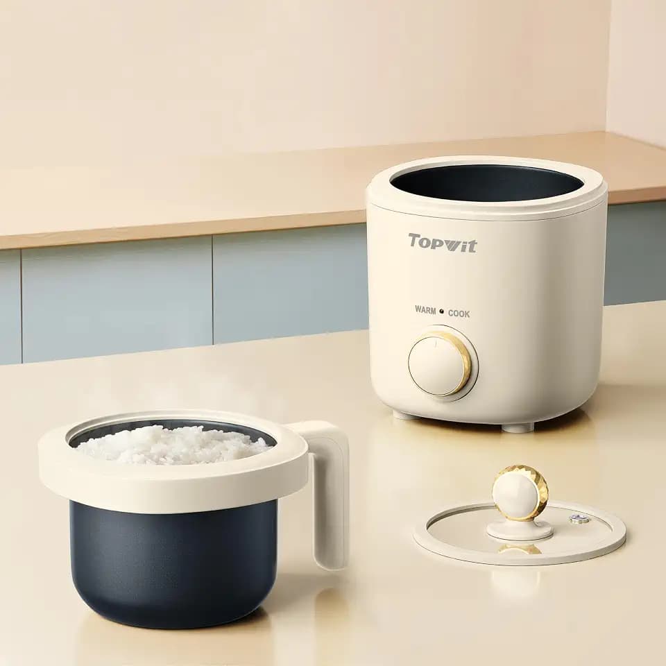 TOPWIT Small Rice Cooker 2-Cup Uncooked, 1.2L Nonstick Mini Rice Cooker