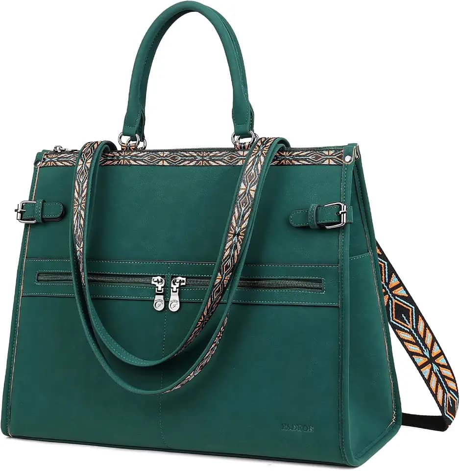 FADEON Laptop Bag for Women Designer PU Leather, 15.6inch
