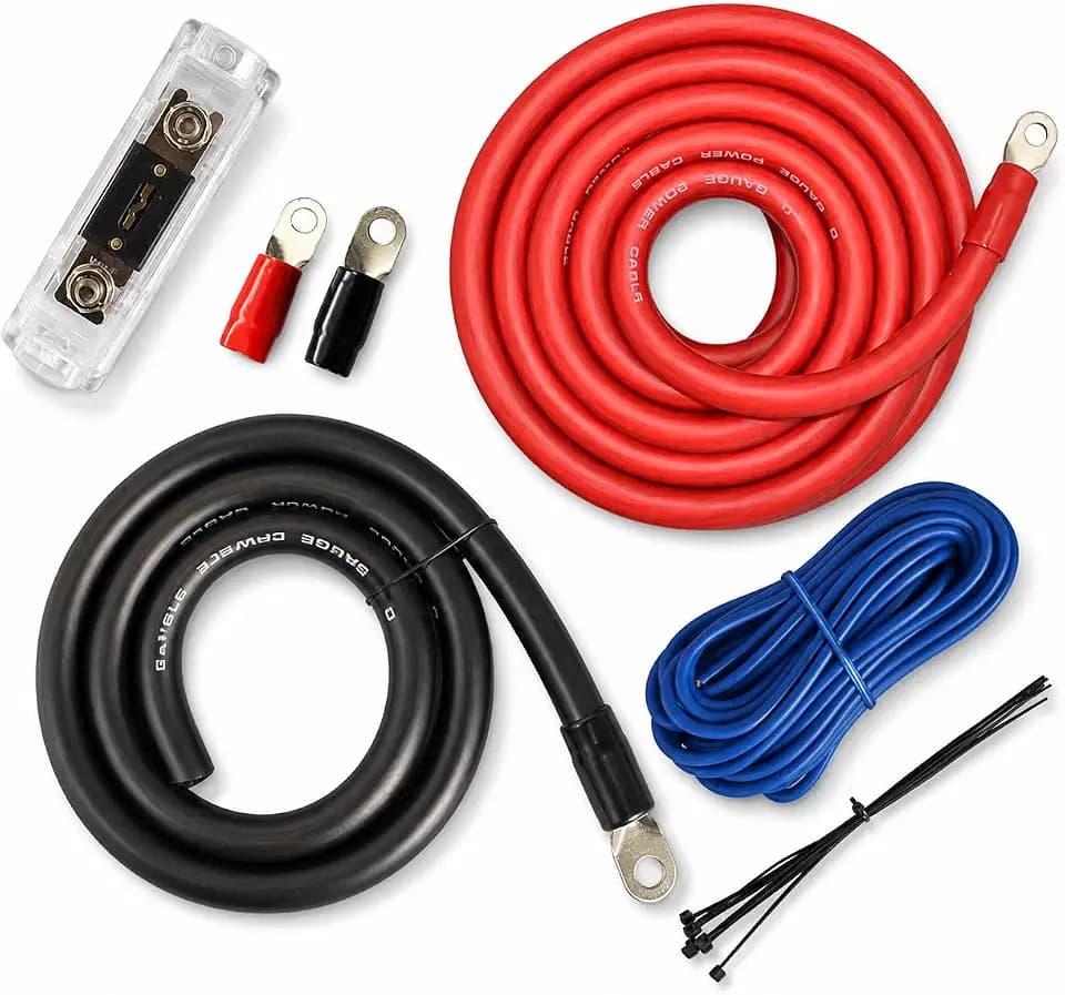 SoundBox PK0-17, 0 Gauge Amp Kit Power Amplifier Install Wiring Cables - 7500W