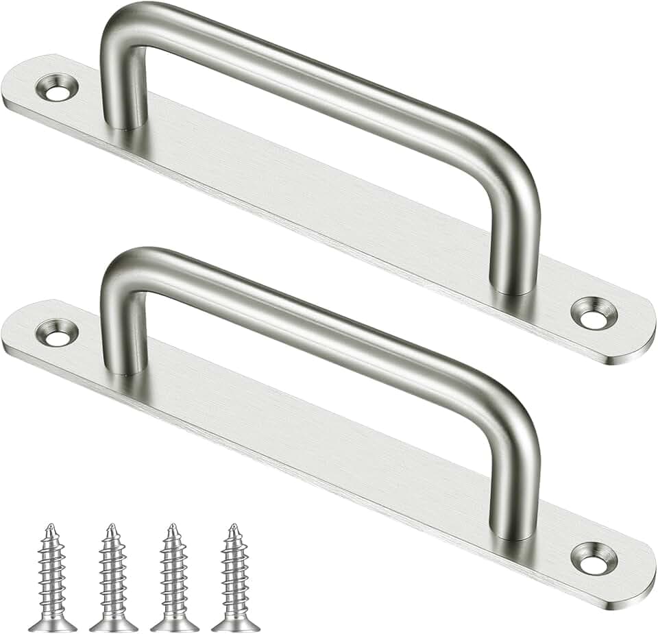 2 Stk Schiebetürgriffe, Scheunentorgriffe, Schiebe Türgriff mit Platte Edelstahl, Schiebetorgriffe, Schranktürgriff, Griffe für Scheunentor, Schiebetüren, Gartentorgriffe (192MM)