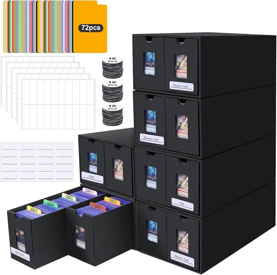 Sammelkarten Box für 11000+ Karten,Top Loaders Box für 2000+ 3" x 4" 35PT Toploaders,Trading Card Storage Box für Commander Display, Karten Deck Box mit 72 Kartentrenner,Card Box für TCG,MTG,PTCG
