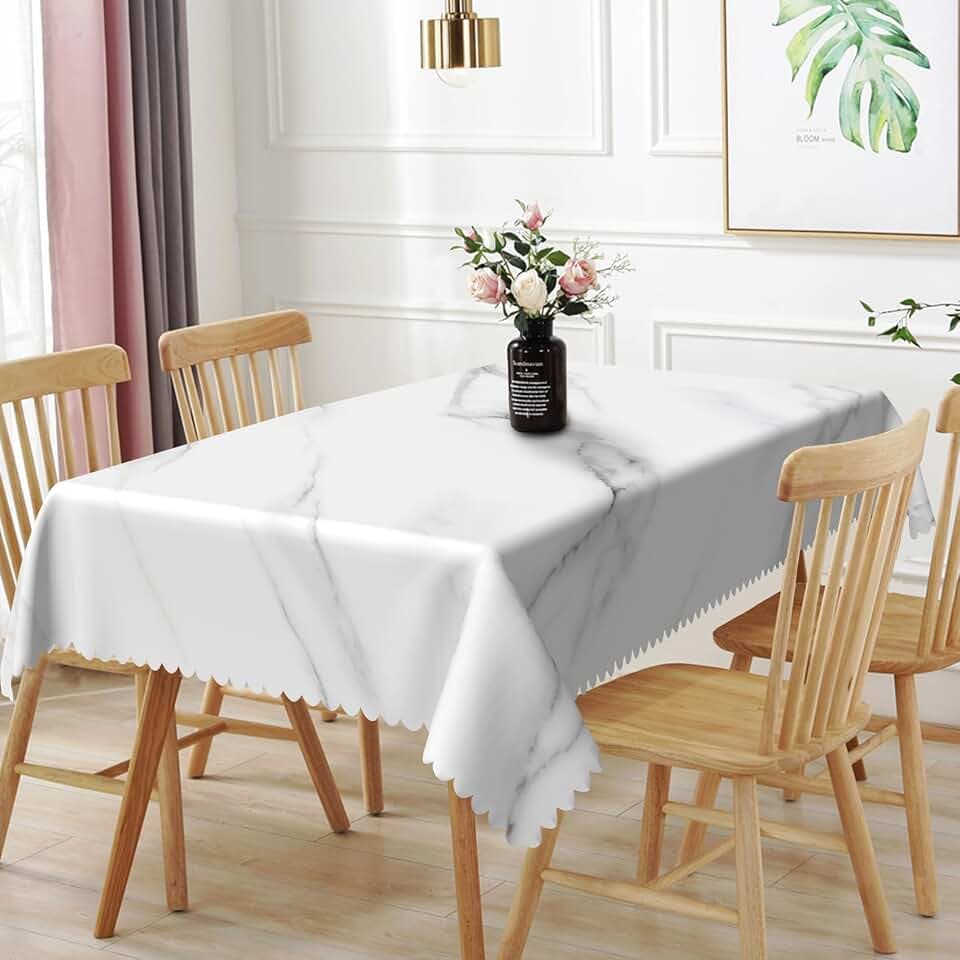 60x84inches Marble Rectangle Tablecloth Abstract Modern Grey and White Marble Texture Table Cloth Waterproof Polyester Table Cover for Dining Room Kitchen Home Decor Cafe Restaurant