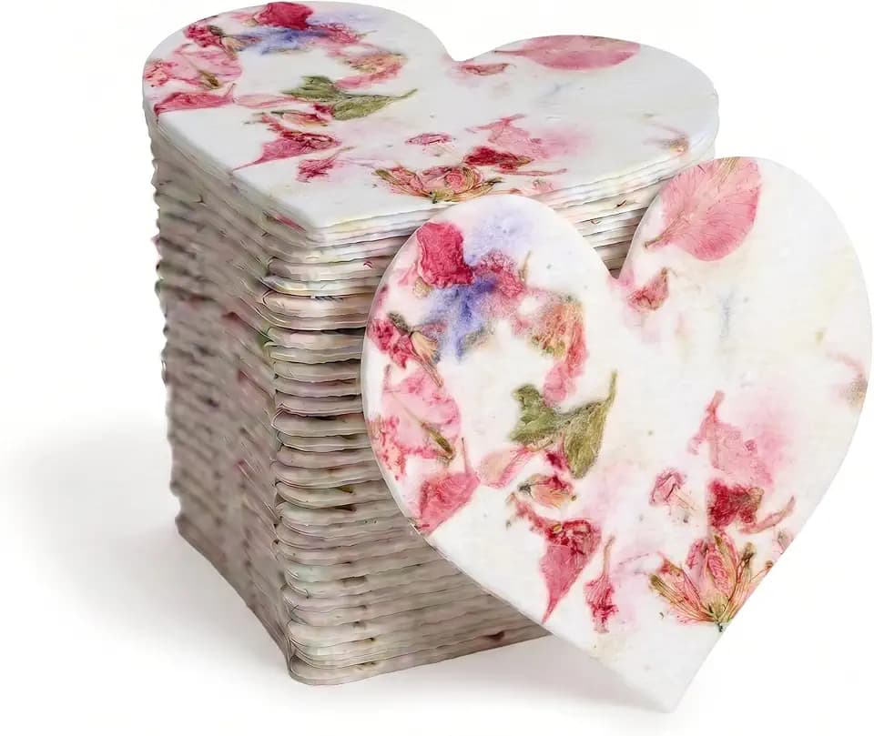 50 Large (2.5" h x 2.85" w) Blooming Heart Gift Wrap Tags
