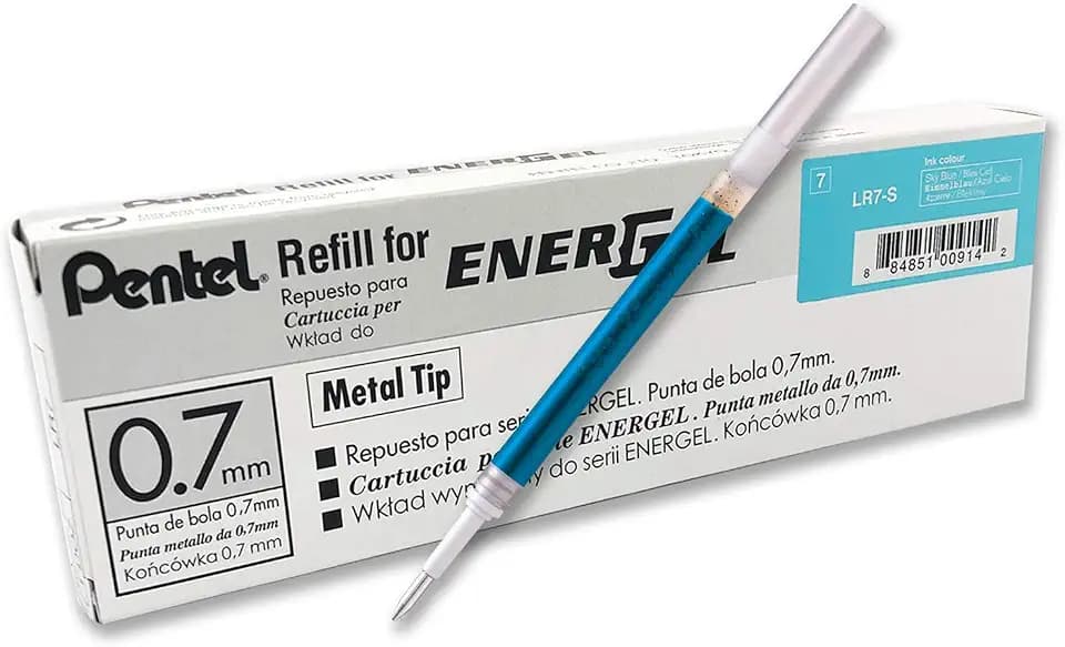 Pentel EnerGel LR7 Nachfüllmine für 0.7 mm Gelschreiber, hellblau (12 Stück)