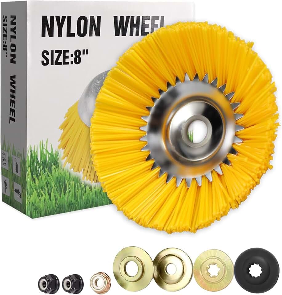 Nylon-Unkrautbürste für Motorsense,Wildkrautbürste 200 mm x 25,4 mm Bohrung,Nylon-Borsten für Freischneider,Nylonbürste Profi Unkrautbürste für effektiven Unkrautentfernung Moosentfernung