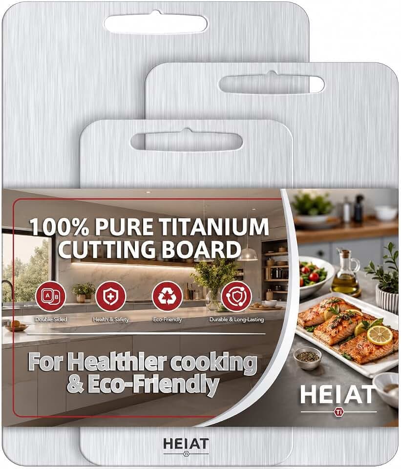 Titanium Cutting Board 3-Piece Set, 100% Pure Titanium Cutting Boards for Kitchen,Double-Sided Chopping Boards for Everyday Meal Prep