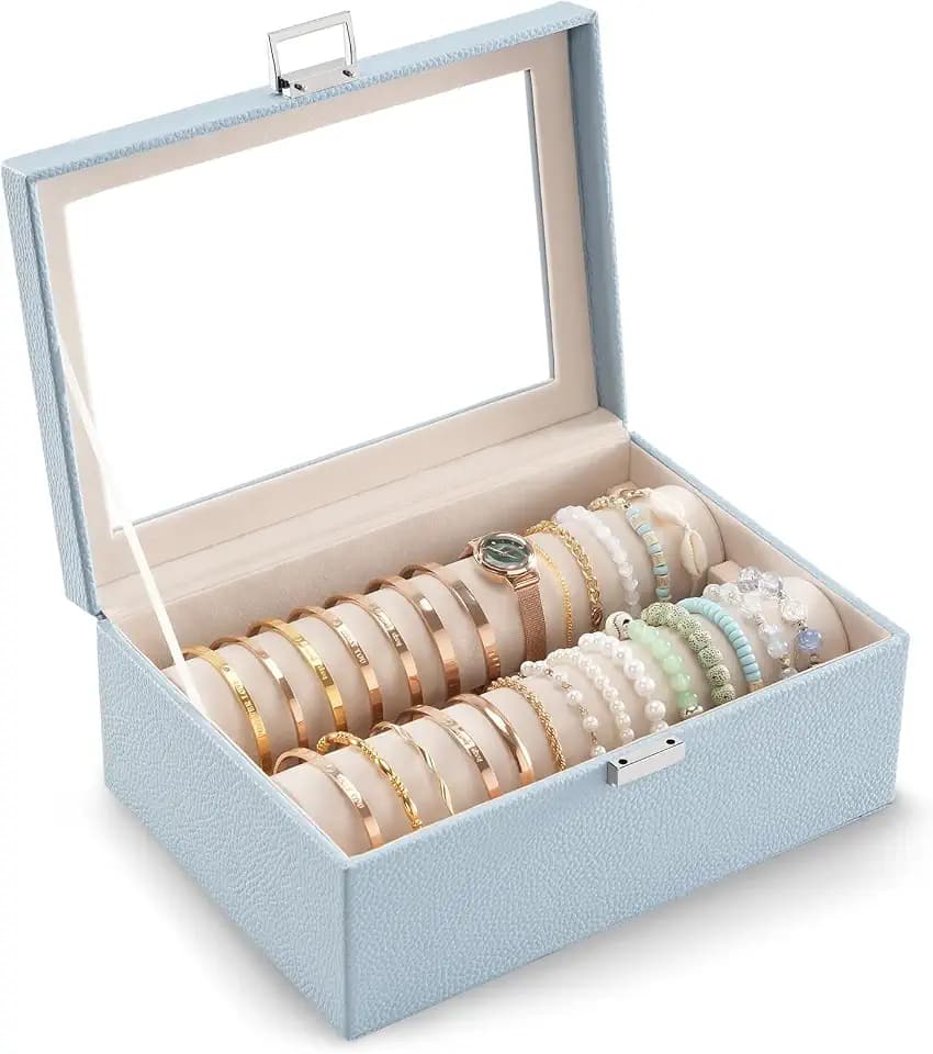 Lolalet Bracelet Display Holder with Clear Lid -Blue