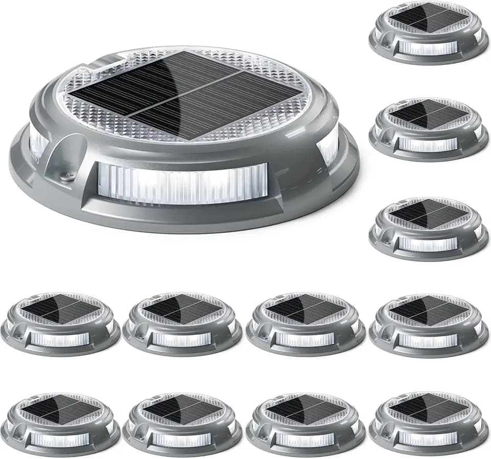 SIEDiNLAR Solar Driveway Lights Outdoor, 16 LEDs with 9 Modes RGB (12 Pack)