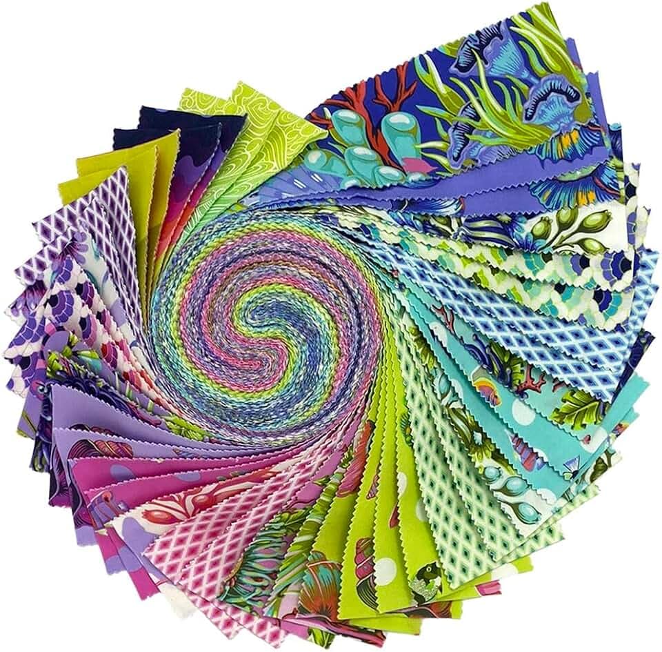 Tula Pink Floral Reef Design Roll 40 2.5-inch Strips Jelly Roll FreeSpirit Fabrics