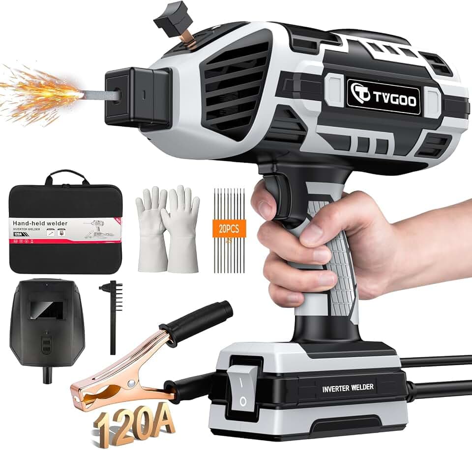 Portable Welding Machine 110V Handheld Arc Welder for 3/32"-1/8" Rods, Gray
