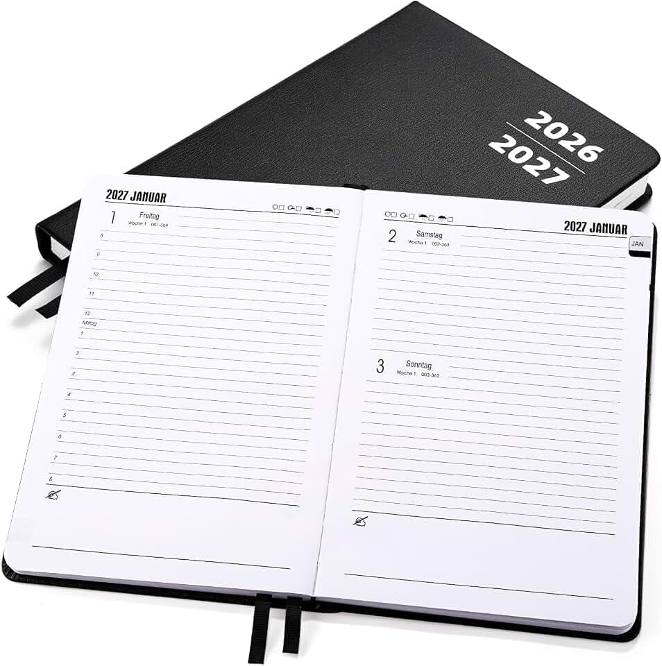 Kesote Terminplaner 2026 2027 Kalender 2026/2027 Familienplaner A5 Buchkalender Deutsch Wochenplaner Terminkalender Juli 26 - Juni 27 Familienkalender Hardcover Planer Notizbuch, 1 Tag 1 Seite
