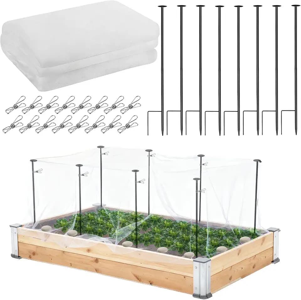 Garden Netting Kit for Raised Bed, 8 Pcs 2.6 Ft Rustproof Metal Stakes