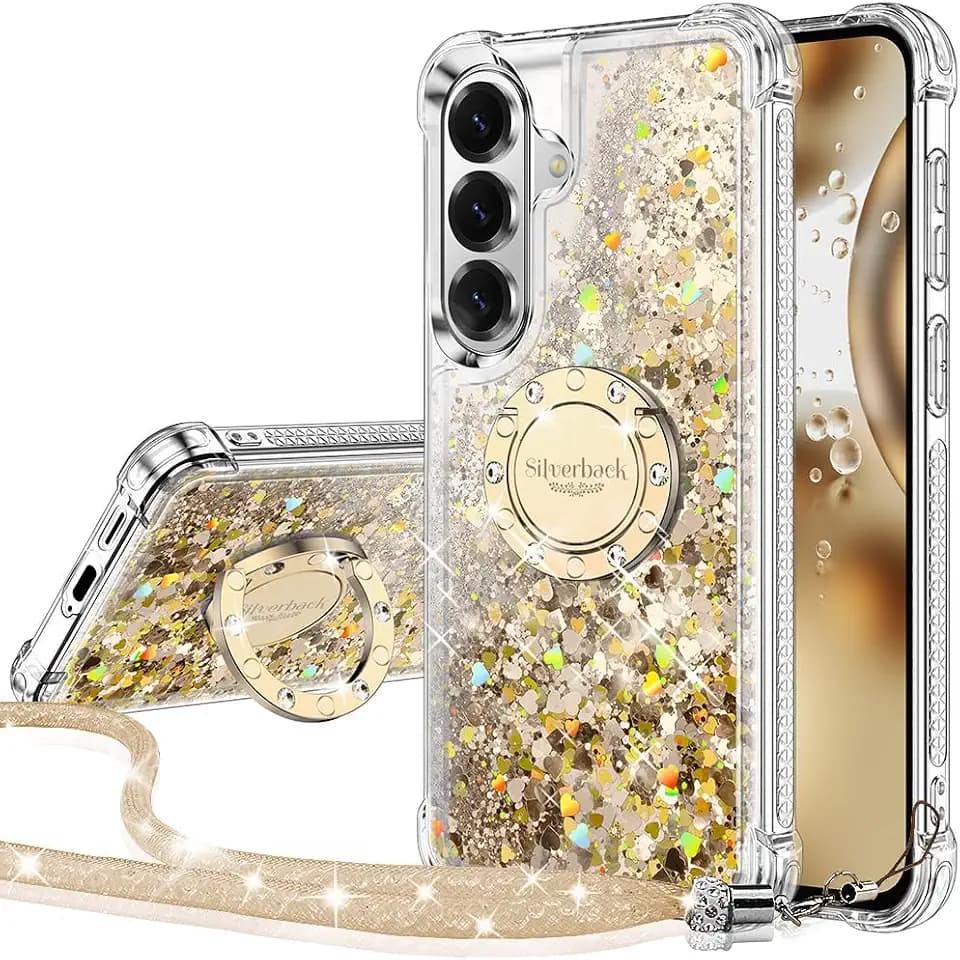 Silverback for Samsung Galaxy S26 Case with Ring Stand, Clear Gold